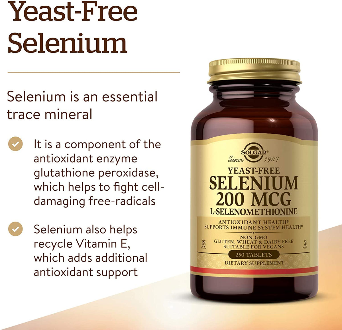 Solgar Yeast-Free Selenium 200 mcg, 250 Tablets - Supports Antioxidant - Discount Nutrition Store Solgar Yeast-Free Selenium 200 mcg, 250 Tablets - Supports Antioxidant - Discount Nutrition Store