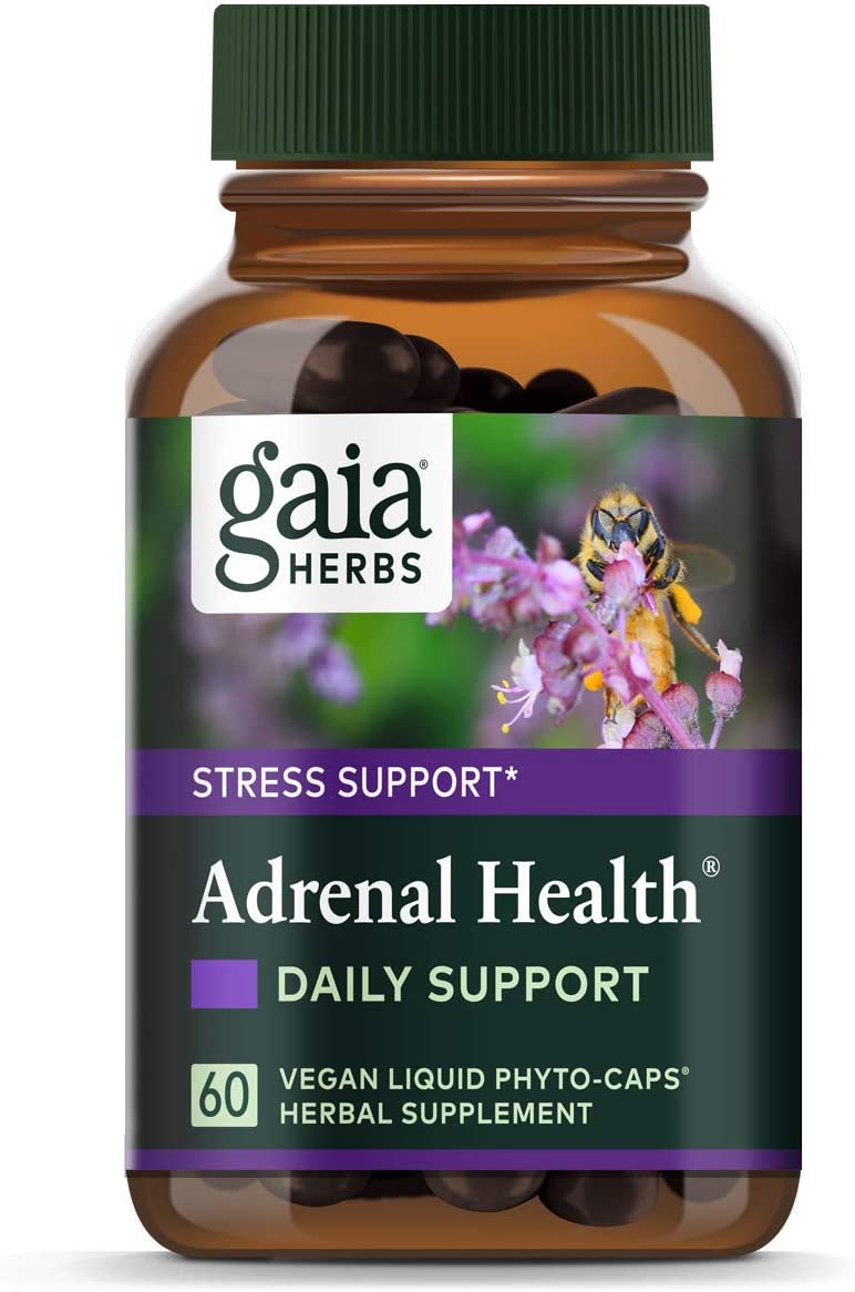 Gaia Herbs Adrenal Health Daily Support - with Ashwagandha, Holy Basil & Schisandra - Herbal Supplement to Help Maintain Healthy Energy and Stress Levels - 60 Liquid Phyto-Capsules (60 Count)