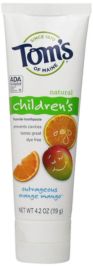 Tom's of Maine, Natural Children's Fluoride Toothpaste, Natural Toothpaste, Kids Toothpaste, Outrageous Orange Mango, 4.2 Ounce,