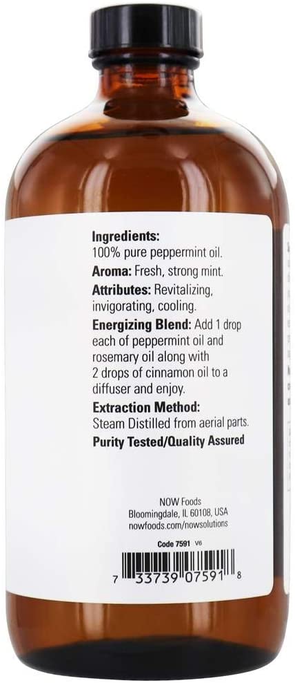 NOW Foods Essential Oils 100% Pure Peppermint, 16 fl oz