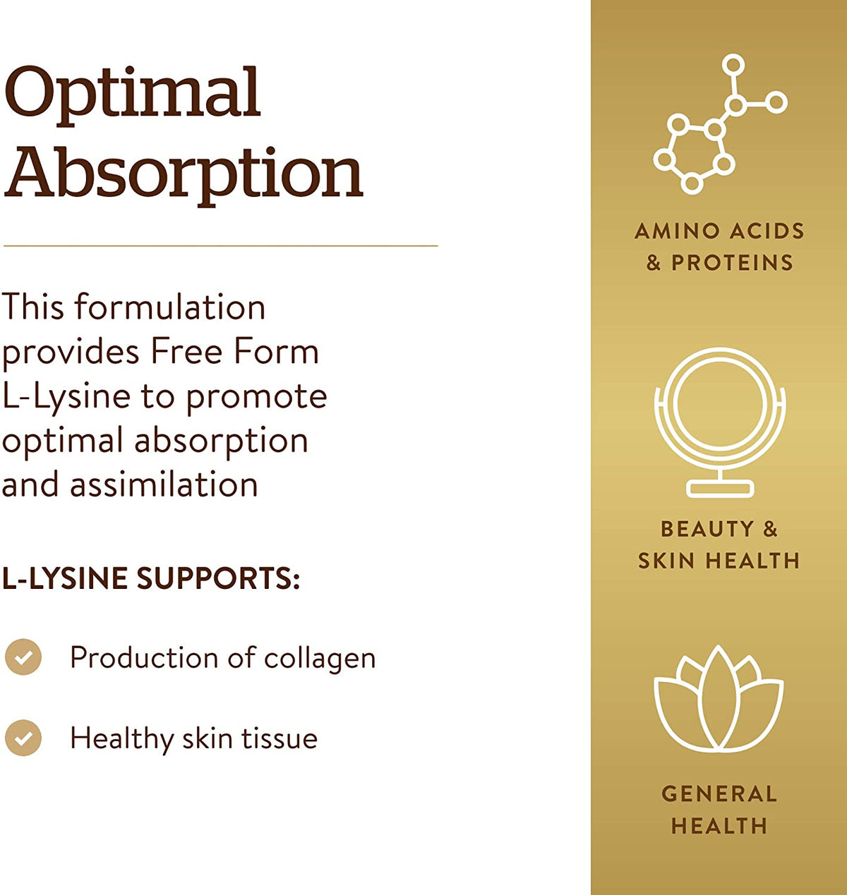 Solgar L-Lysine 500 mg - 100 Vegetable Capsules - Skin &amp; Tissue Support - Non-GMO, Vegan, Kosher, Gluten Free - 100 Servings