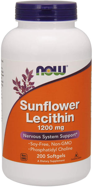 NOW Sunflower Lecithin, 1200 mg, 200 Softgels