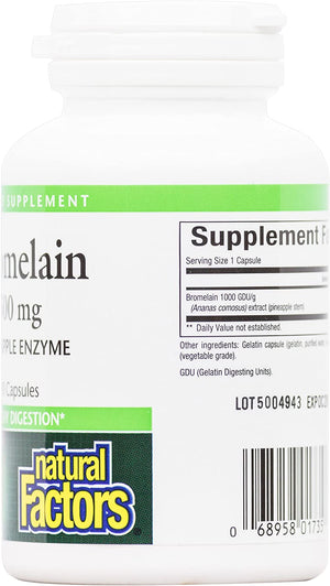 Natural Factors Bromelain, 500 mg, 90 Capsules