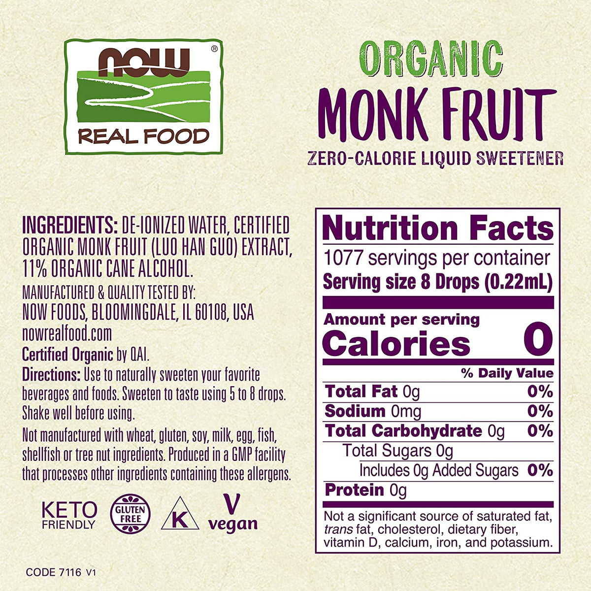 Monk Fruit Liquid, Organic Zero-Calorie | Liquid Sweetener