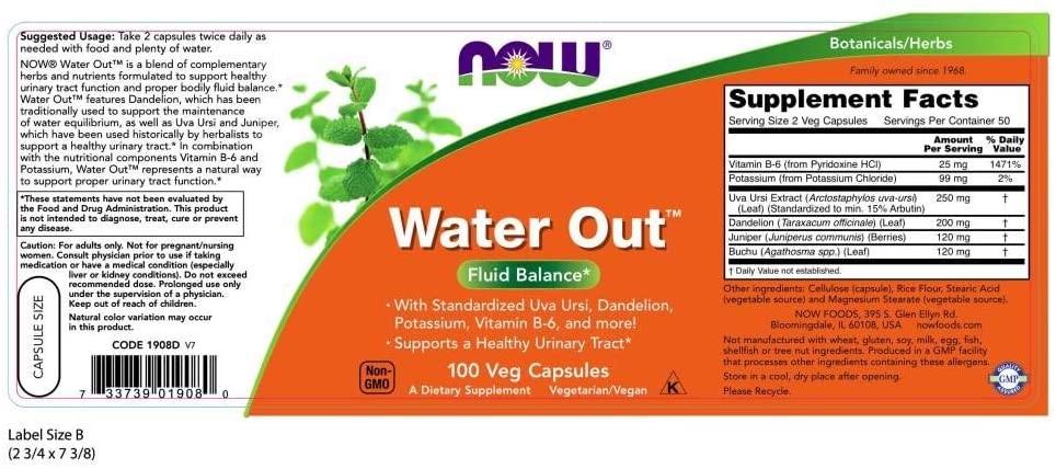 NOW Foods Water Out™, 100 Vegetarian Capsules