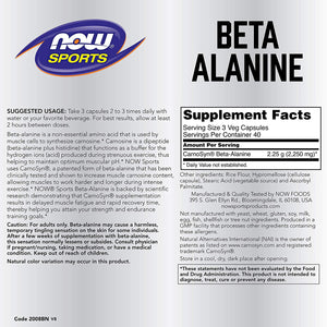 NOW Foods Sports Beta-Alanine, 750 mg, 120 Capsules