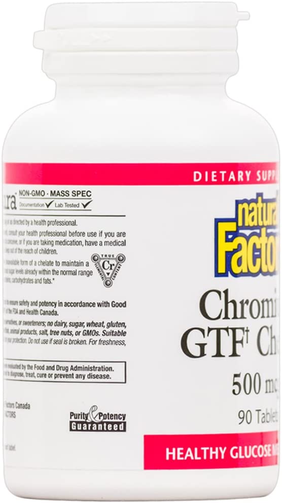 Natural Factors Chromium GTF Chelate, 500 mcg, 90 Tablets