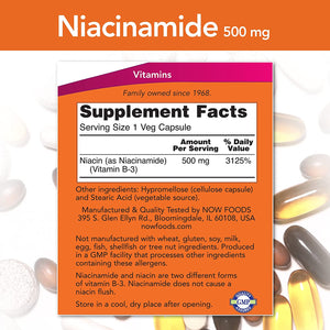 NOW Niacinamide, 500 mg, 100 Capsules