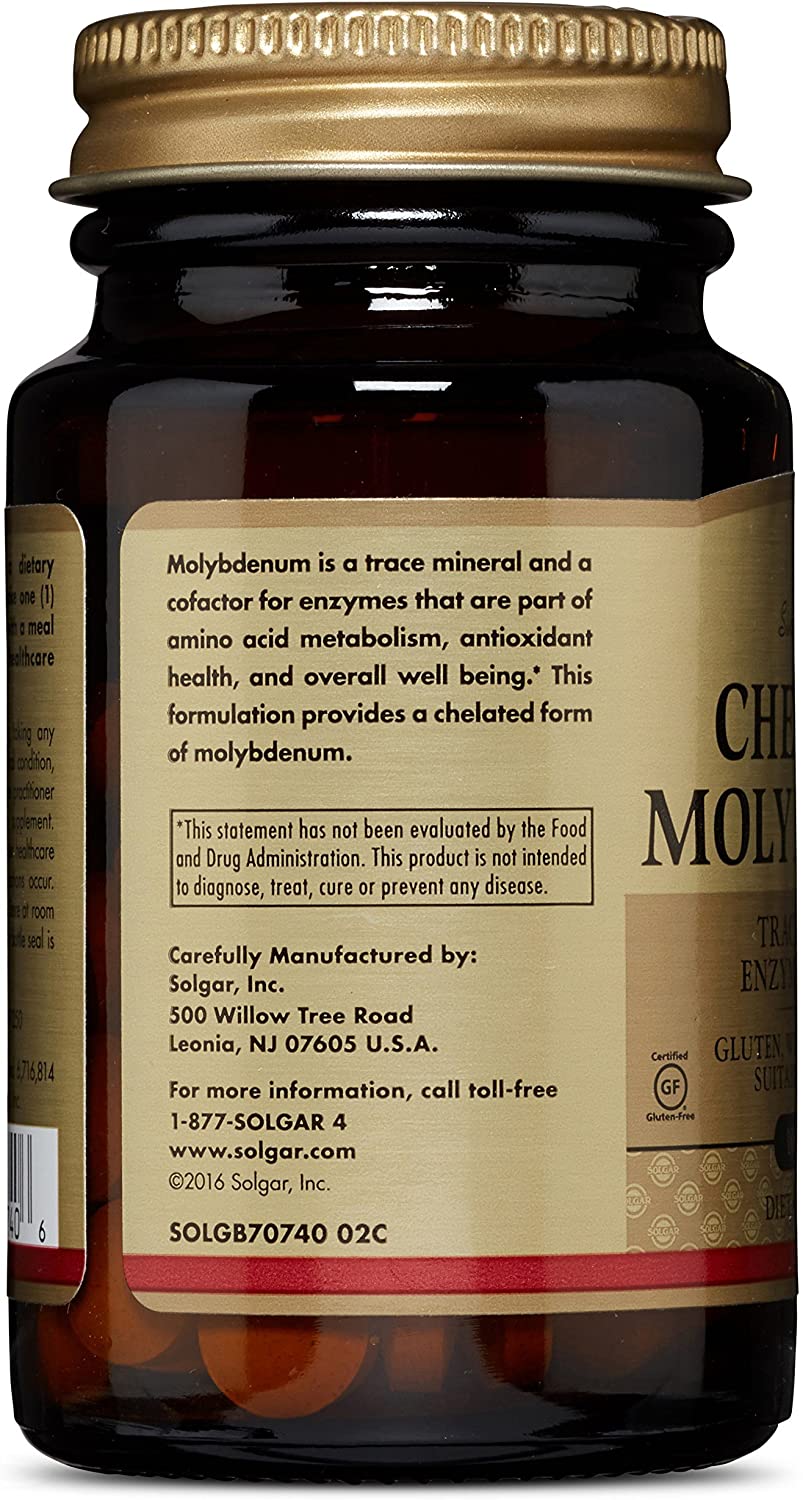 Solgar Chelated Molybdenum, 100 Tablets