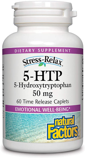 Stress-Relax 5-HTP 50 mg by Natural Factors, Promotes Emotional Well-Being, 60 Caplets