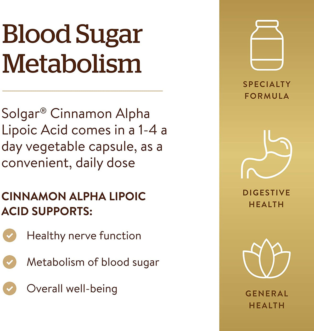 Solgar Cinnamon Alpha-Lipoic Acid, 60 Tablets