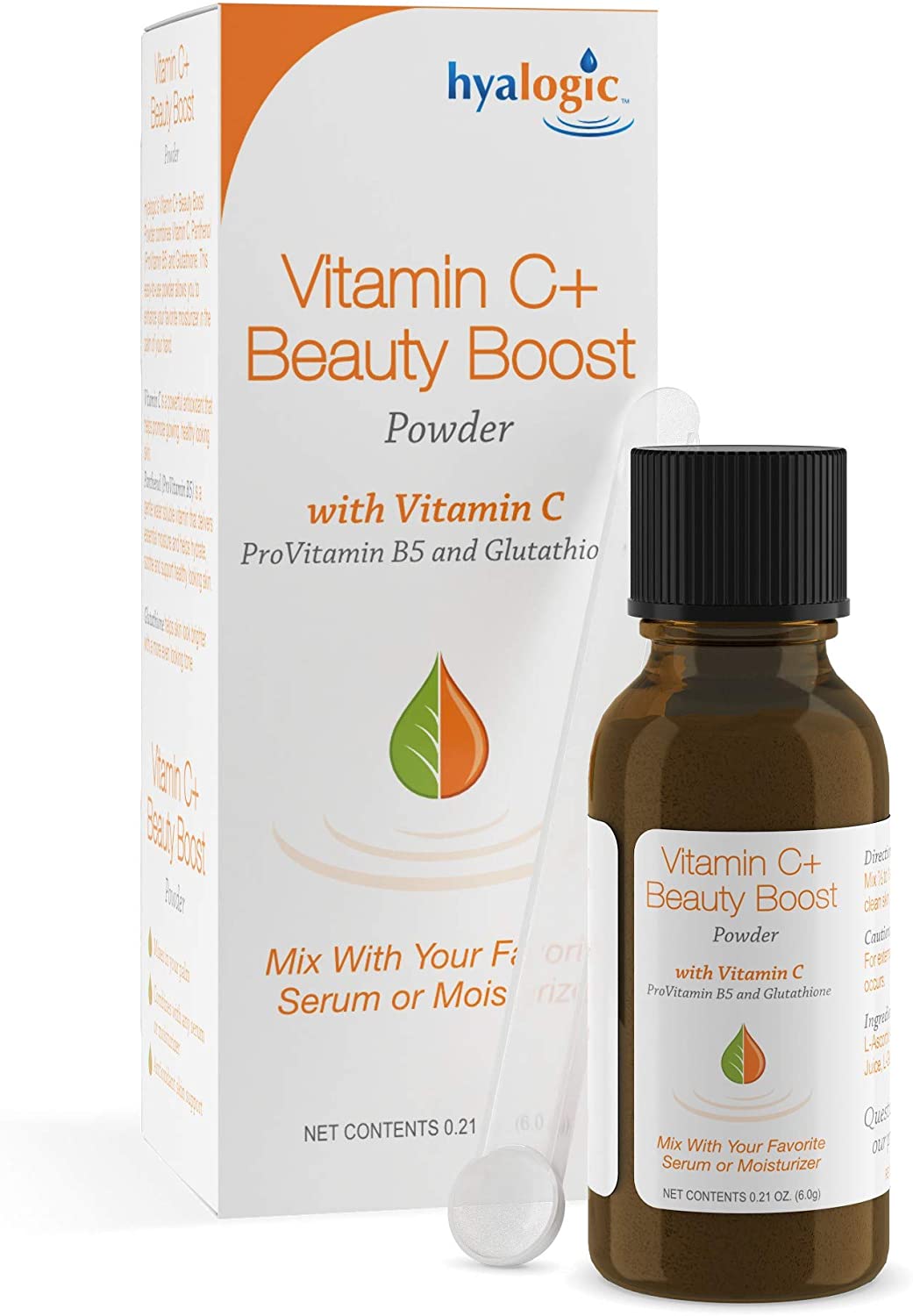 Vitamin C Powder - Beauty Boost Powder Mix for Skin: Mix with Your Favorite moisturizer - Topical Vitamin C w/ProVitamin B5 &amp; Glutathione for Skincare (.21 Oz) 6 Gram (Approx. 60 uses)