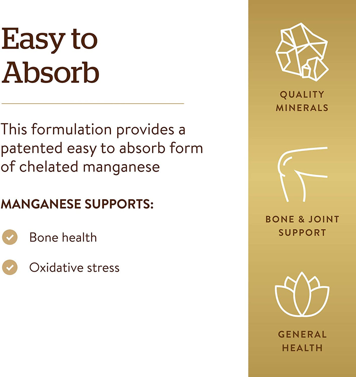 Solgar Chelated Manganese - 100 Tablets