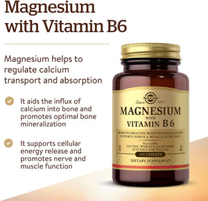 Solgar Magnesium with Vitamin B6, 100 Tablets