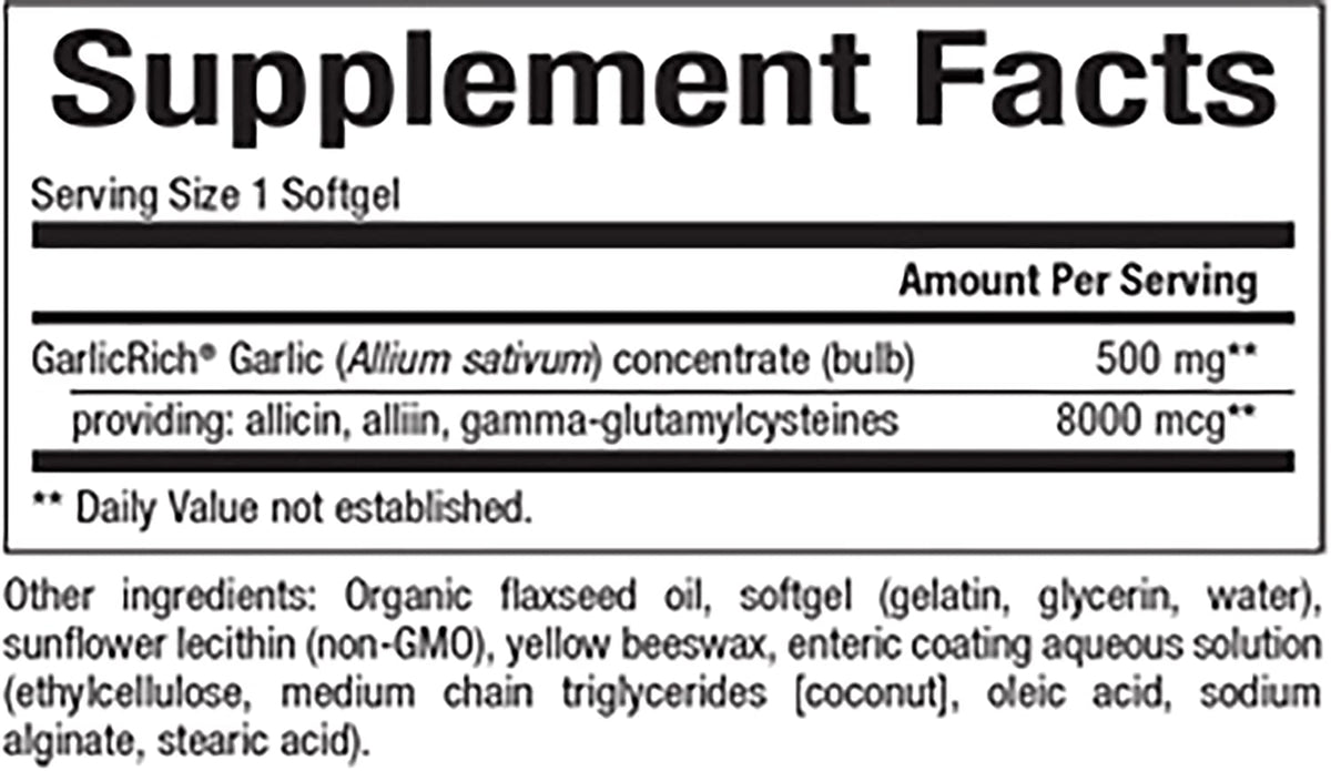 GarlicRich by Natural Factors, Super Strength Garlic Concentrate, Supports a Healthy Immune and Cardiovascular System, 180 softgels (180 servings)