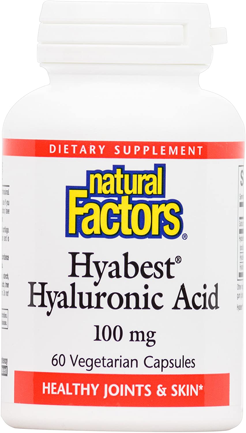 Natural Factors - Hyabest Hyaluronic Acid, Supports Healthy Joints &amp; Skin, 60 Vegetarian Capsules