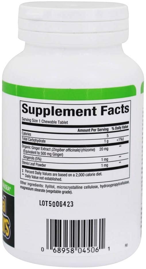 Natural Factors Chewable Ginger, 500 mg, 90 Chewable Tablets