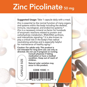 NOW Foods Zinc Picolinate, 50 mg, 60 Capsules