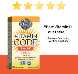 Garden of Life Vitamin Code® RAW D3™, 2000 IU, 60 Capsules