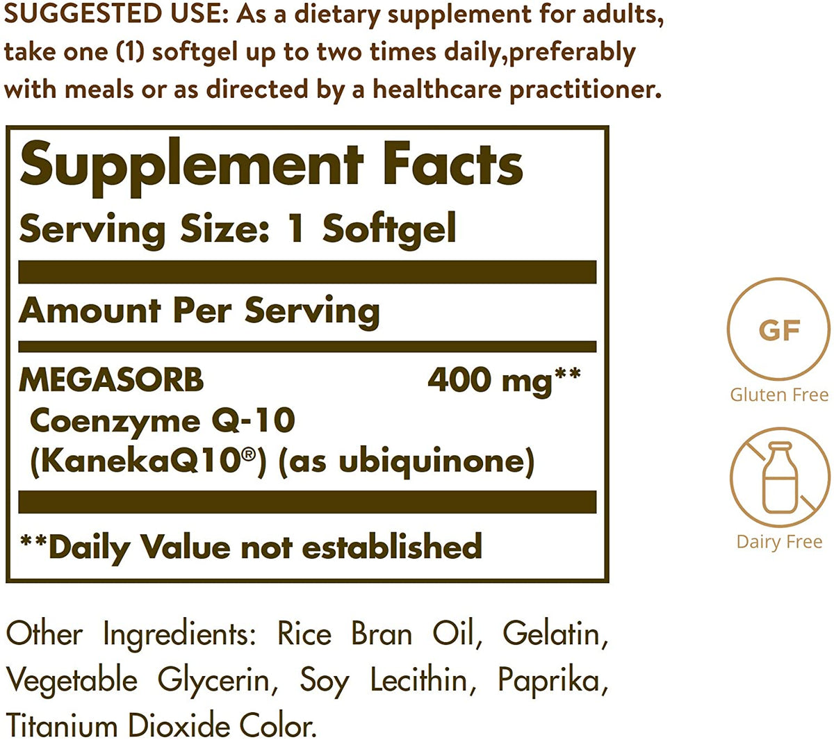 Solgar Megasorb CoQ-10 400 mg, 60 Softgels - Supports Heart &amp; Brain Function - Coenzyme Q10 Supplement - Enhanced Absorption - Gluten Free, Dairy Free