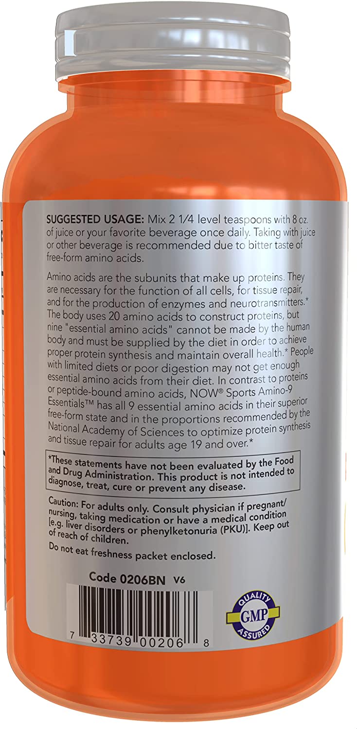 NOW Foods Sports Nutrition, Amino-9 Essentials™ Powder, Enhanced Protein Synthesis, Amino Acids, 330-Grams