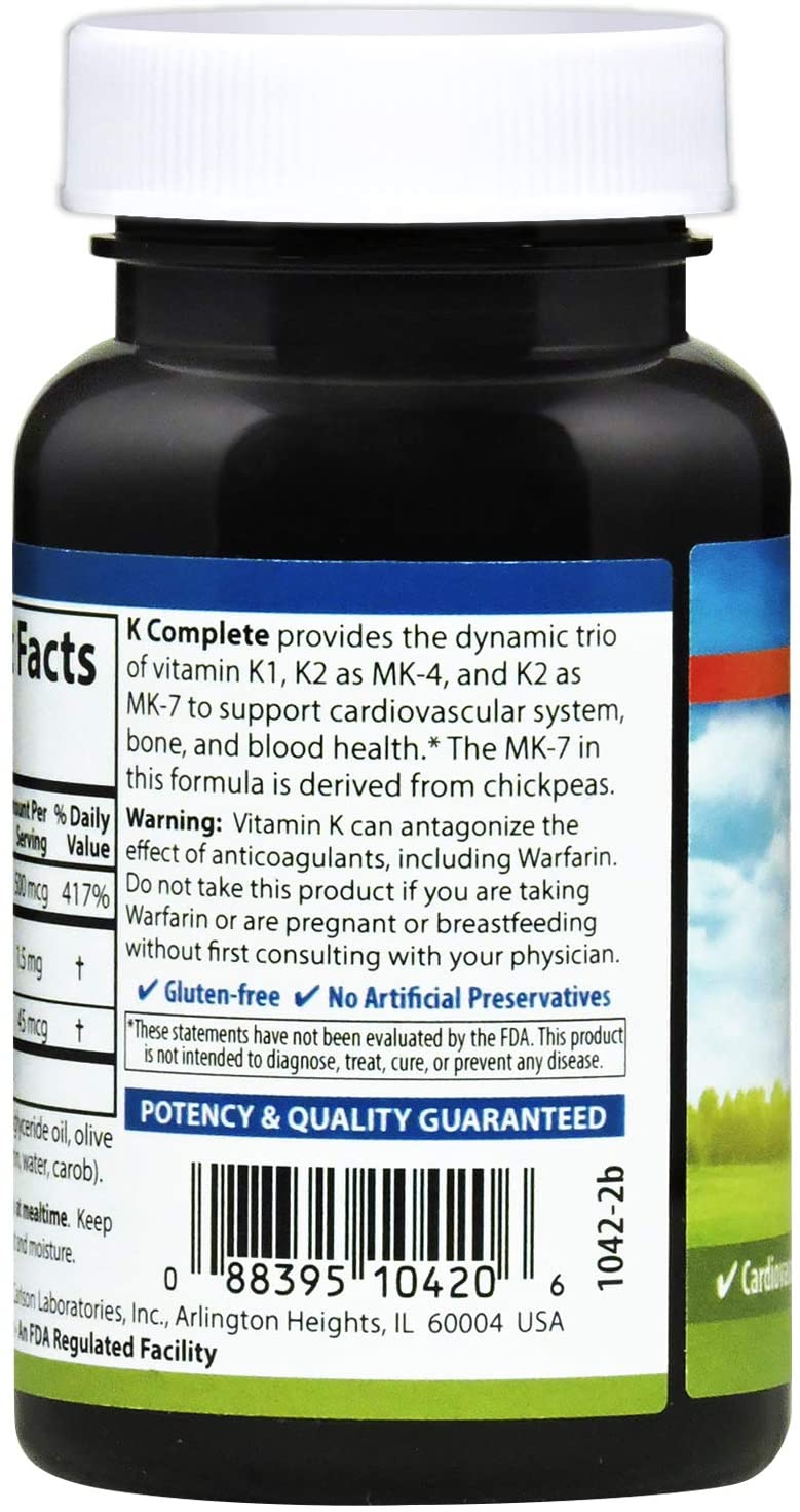 K Complete, K1 & K2 as MK-4 & MK-7, Bone Health & Cardiovascular Support, 90 Softgels