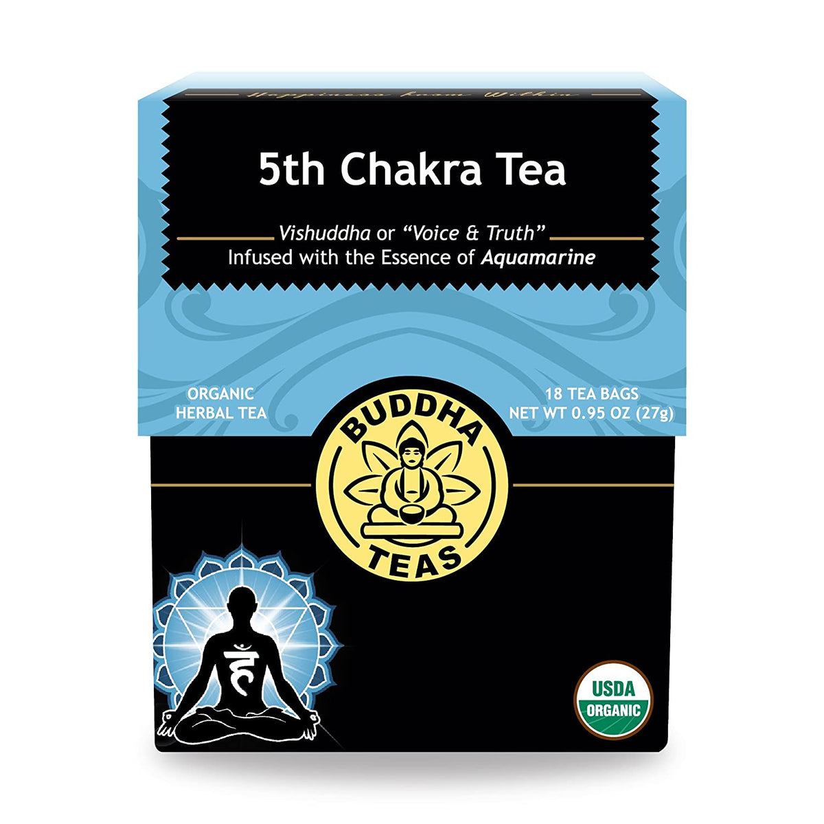 Organic 5th Chakra Tea - Kosher, Caffeine-Free, GMO-Free - 18 Bleach-Free Tea Bags