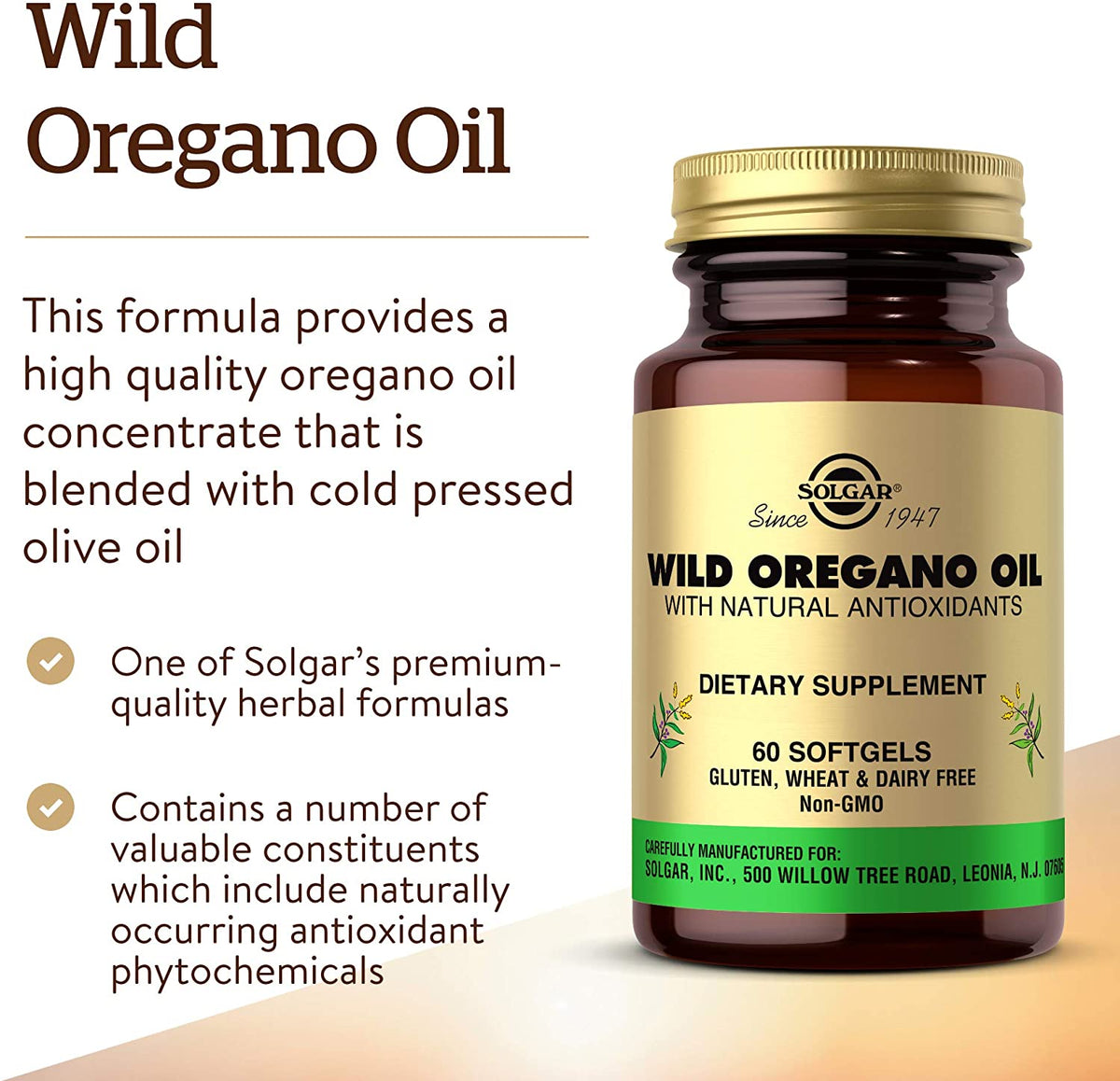 Solgar Wild Oregano Oil, 60 Softgels - Concentrate - Immune Support - Non GMO, Gluten Free, Dairy Free - 60 Servings
