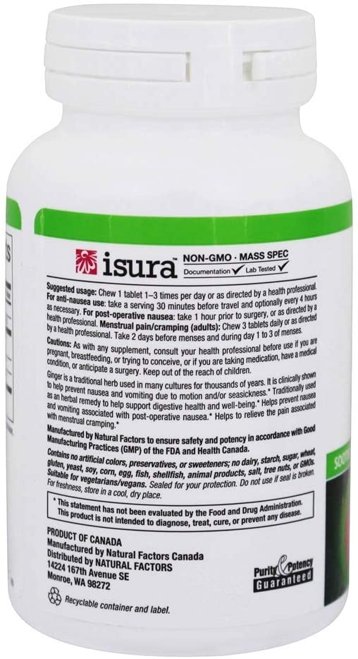 Natural Factors Chewable Ginger, 500 mg, 90 Chewable Tablets