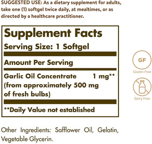 Solgar Garlic Oil Perles, 250 Softgels