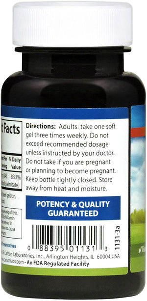 Carlson - Vitamin A, 25000 IU (7500 mcg RAE), Vision & Skin Health, Immune Function, 100 soft gels