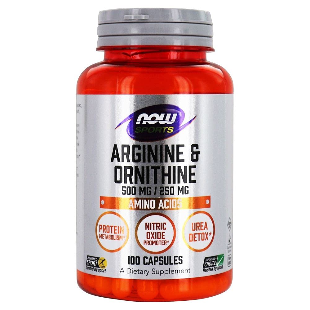 NOW Foods Sports Arginine &amp; Ornithine, 100 Capsules
