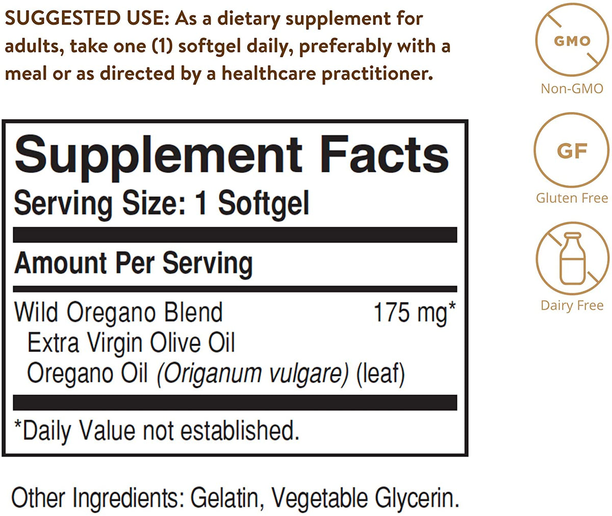 Solgar Wild Oregano Oil, 60 Softgels - Concentrate - Immune Support - Non GMO, Gluten Free, Dairy Free - 60 Servings