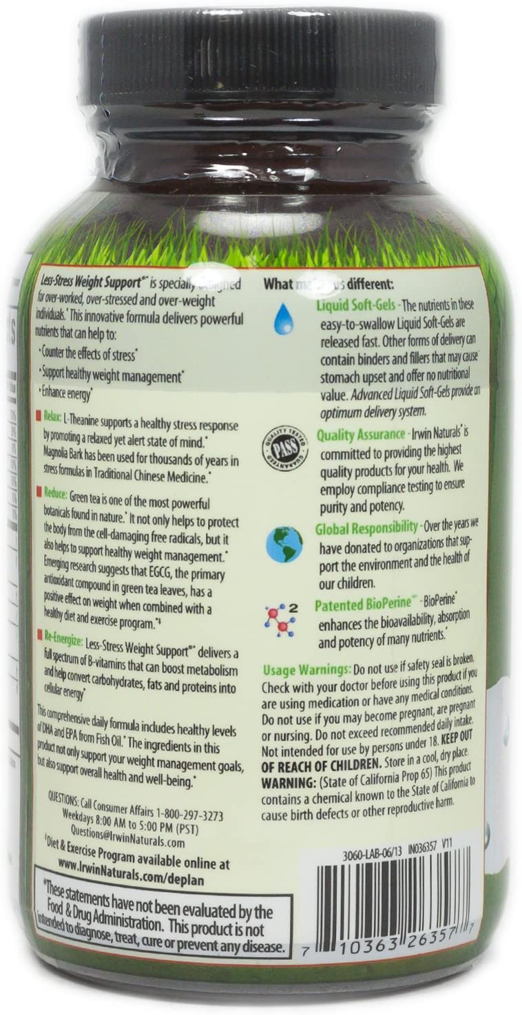 Irwin Naturals Less-Stress Weight Support, 75 Liquid Gel Caps