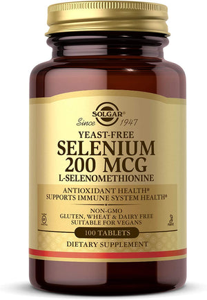 Solgar Yeast-Free Selenium 200 mcg 100 Tablets - Supports Antioxidant & Immune System Health - Non-GMO Vegan Gluten Free Dairy Free Kosher - 100 Servings , Unflavoured