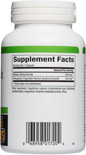 Natural Factors Betaine Hydrochloride, 500 mg, 90 Vegetarian Capsules