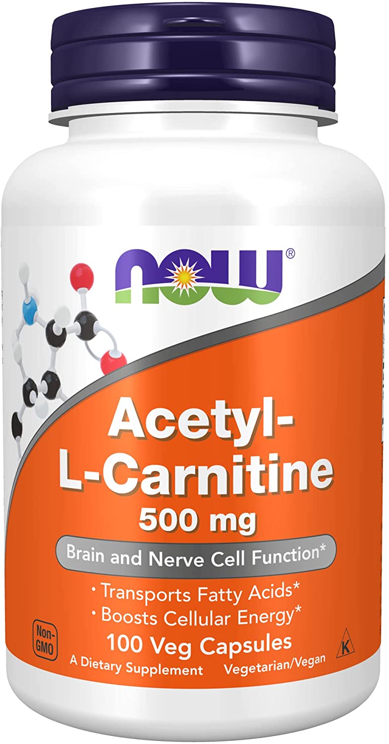 NOW Supplements, Acetyl-L Carnitine 500 mg, Amino Acid, Brain And Nerve Cell Function*, 100 Veg Capsules