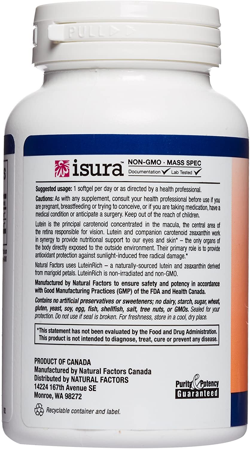 Natural Factors Lutein, 40 mg, 60 Softgels