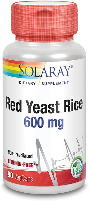 Solaray Red Yeast Rice 600mg | Healthy Heart & Cardiovascular System Support | Non-Irradiated & No Citrinin | Lab Verified | 90 VegCaps