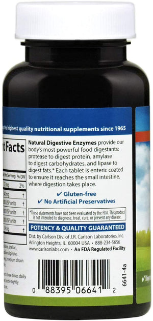 Carlson - Natural Digestive Enzymes, Digestive Aid #34 with Protease, Amylase & Lipase, Digestive Support, Nutrient Absorption & Optimal Wellness, 100 Tablets