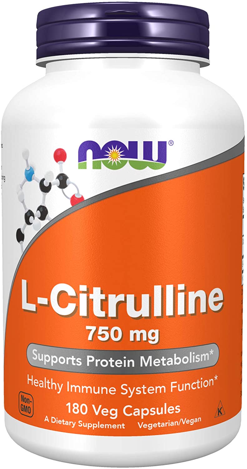 NOW Foods Supplements, L-Citrulline 750 mg, Supports Protein Metabolism*, Amino Acid, 180 Veg Capsules