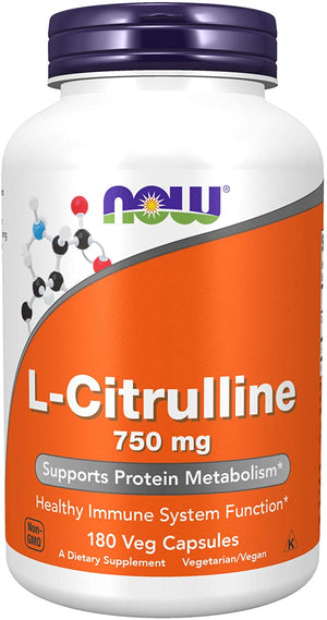 NOW Foods L-Citrulline, 750 mg, 180 Veg Capsules