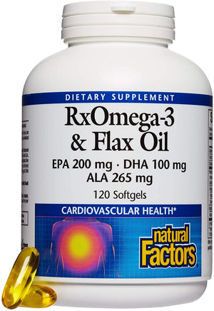 Natural Factors RxOmega-3 and Flax Oil, 120 Softgels