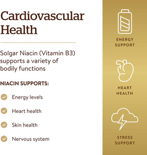 Solgar Niacin (Vitamin B3) 100 mg - 100 Tablets - Supports Energy Metabolism - Non-GMO, Vegan, Gluten Free, Dairy Free, Kosher - 100 Servings