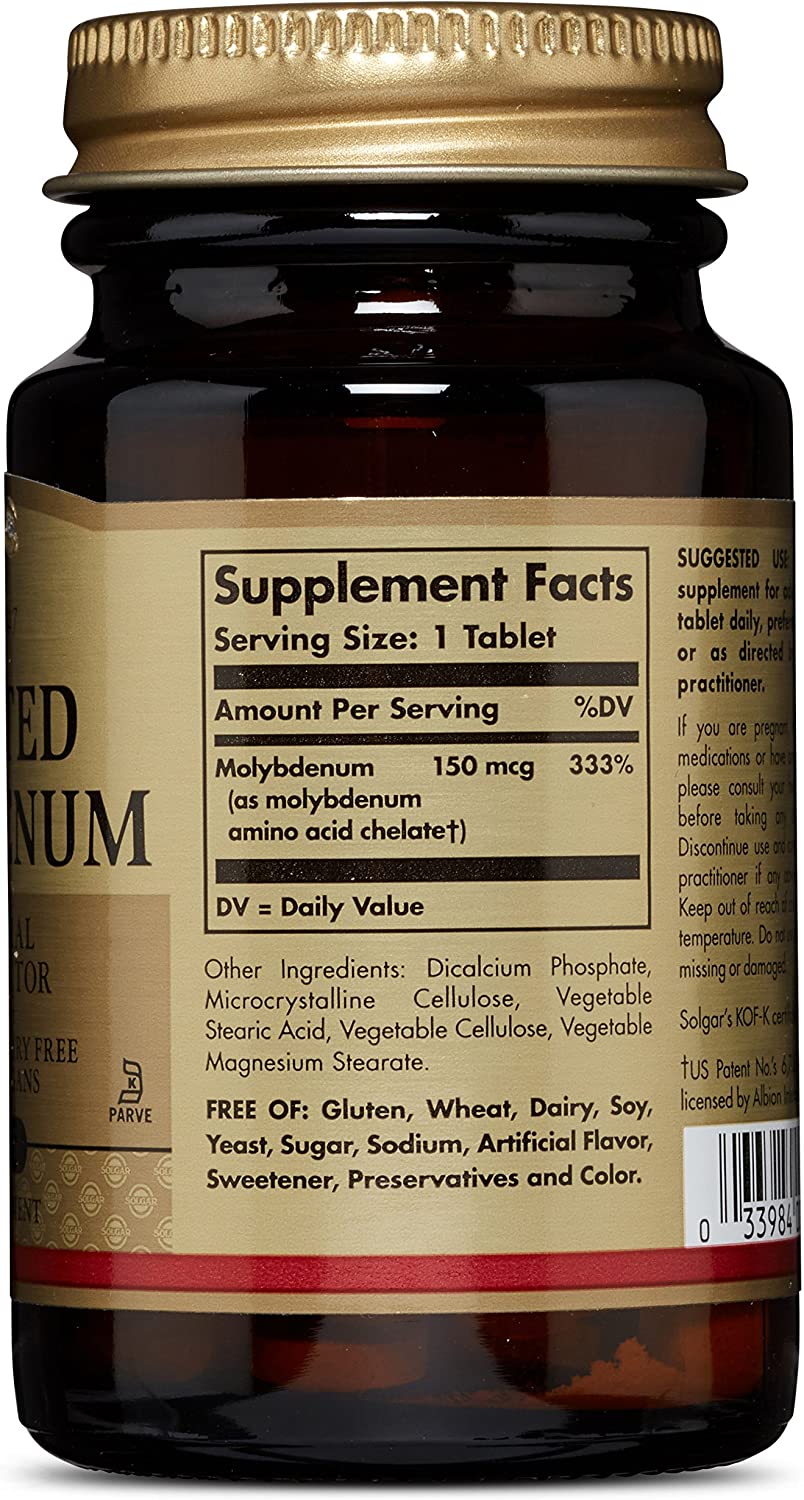 Solgar Chelated Molybdenum, 100 Tablets