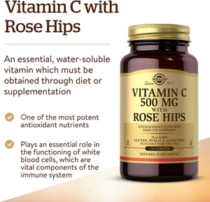 Solgar Vitamin C with Rose Hips, 500 mg, 250 Tablets