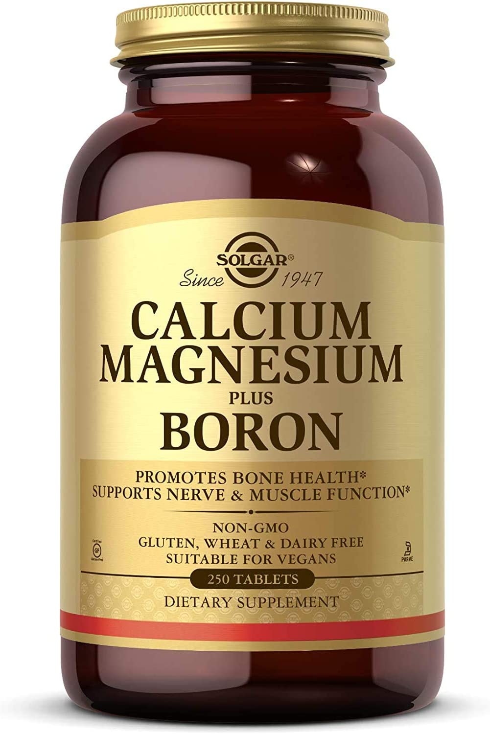 Solgar Calcium Magnesium Plus Boron - 250 Tablets - Non-GMO, Vegan, Gluten Free, Dairy Free, Kosher - 83 Servings