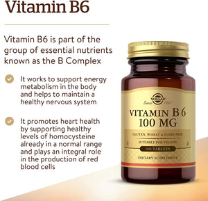 Solgar Vitamin B6, 100 mg, 100 Tablets
