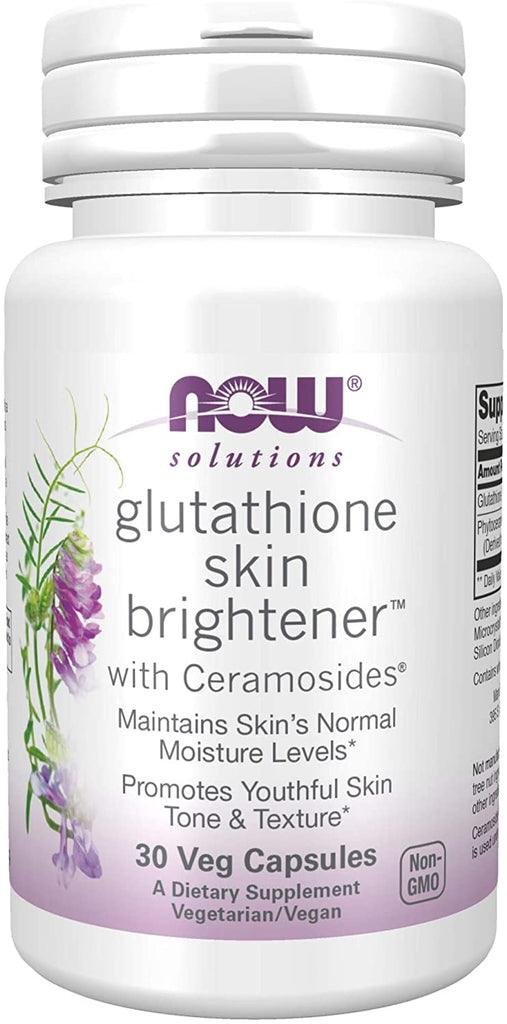 NOW Foods Solutions, Glutathione Skin Brightener with Ceramosides®, Mo