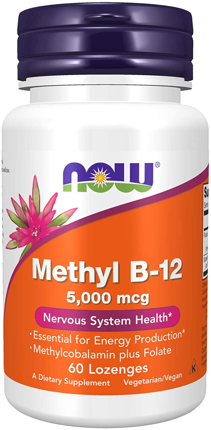 NOW Foods Supplements, Methyl B-12 (Methylcobalamin) 5,000 mcg, Nervous System Health*, 60 Lozenges